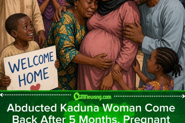 Abducted Woman Wey Dey Kaduna Don Come Back House After 5 Months, She Carry Belle for Captivity