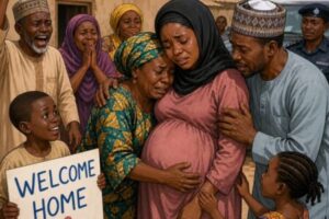 Abducted Woman Wey Dey Kaduna Don Come Back House After 5 Months, She Carry Belle for Captivity