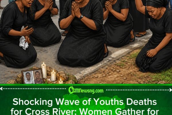 Black-clad women cry and pray for roadside as youths dey die one by one for Cross River community