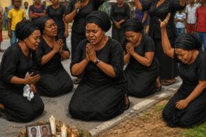 Black-clad women cry and pray for roadside as youths dey die one by one for Cross River community