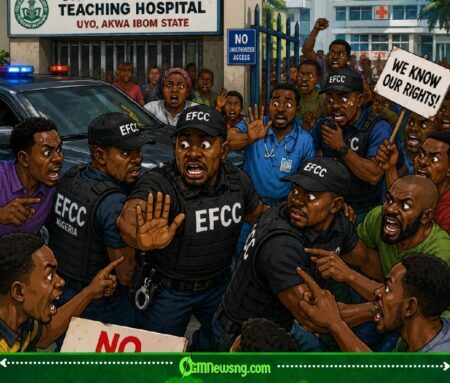 EFCC Operatives Enter “Hospital Action Film” As Fraud Investigation Scatter Ground For Uyo