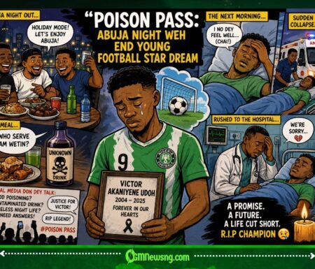 Poison Pass”: Abuja Flexing Night Weh Turn Young Nigerian Striker Last Match Football Fans Dey Ask Questions as 21-Year-Old Star Collapse