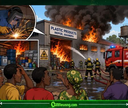 Welding Sparks Turn Plastic Factory To Unplanned Fire Festival For Anambra