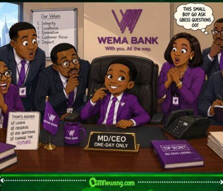 Wema Bank Give 10-Year-Old CEO Seat, Nigerian Adults Suddenly Dey Protect Their Office Chairs