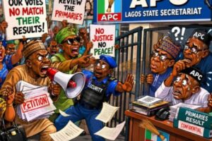 APC Primaries: Lagos Secretariat Turn Complaint Centre As Protesters Ask, “Who Write These Results?”