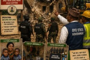 Bulldozer No Dey Negotiate” — Oyo Government Brings Down Kidnappers’ Den Linked To Adelabu Family Abduction
