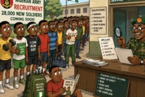 Recruitment Wahala: Nigerian Army Dey Hunt 28,000 Strong Legs As Job Market Collapse