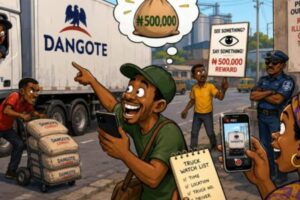 Dangote Truck: ₦500k Don Turn New Hustle? Company Say “See Something, Chop Something!”