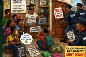 Ghost University: Badagry Apartment Turn “Campus” As 106 Youths Rescue From Alleged Degree Mystery