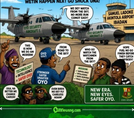 ALERT! Oyo Security Aircraft Don Arrive Ibadan, But Big Fight Don Start Over Who Go Control the Flying Eye