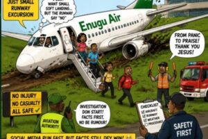 Runway Drama As Enugu Air Aircraft Leave Runway After Benin Landing, Passengers Escape Panic