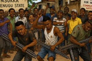 Dance First, Explain Later!” – Three Suspected Rod Thieves Perform Street Show After Dem Allegedly Stole Building Iron for Nsukka