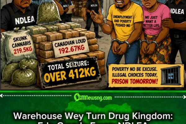 Warehouse Wey Hold 412kg Drug Surprise: Edo Couple Poverty Story Enter Serious NDLEA Matter