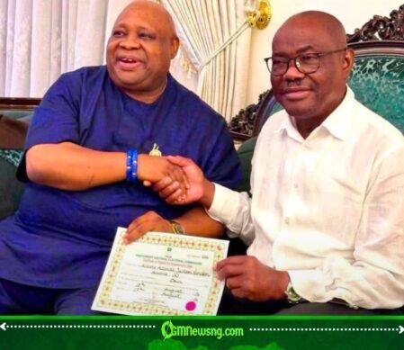 Governor Ademola Adeleke Takes His Certificate of Return to Wike—Political Courtesy or Bigger Agenda?