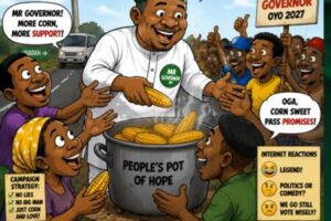 CORN POLITICS: OYO GOVERNORSHIP HOPEFUL STIR INTERNET WITH ROADSIDE BOILED CORN CAMPAIGN MOMENT