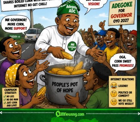 CORN POLITICS: OYO GOVERNORSHIP HOPEFUL STIR INTERNET WITH ROADSIDE BOILED CORN CAMPAIGN MOMENT
