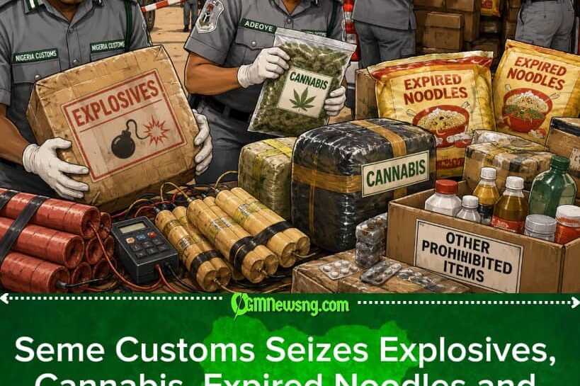 Customs For Seme Border Catch Explosives, Expired Noodles, Cannabis — Smugglers Come Border With Full Shopping List