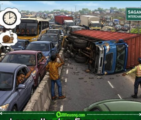 Trailer Fall Turns Lagos-Ibadan Expressway to Traffic Prison as Drivers Search for Bush Escape