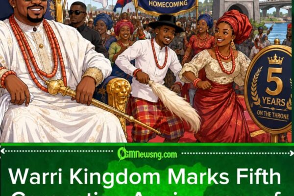 Olu of Warri Marks Five Years For Throne As Royalty Don Dress Full Regalia