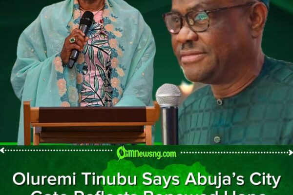 First Lady Oluremi Tinubu Praises Wike for Transforming Abuja’s City Gate Into Green Landmark