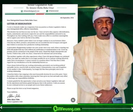 Hon.Abba Aliyu Tilde Resigns as Senior Legislative Aide to Senator Shehu Buba Umar, Political Circles Take Notice