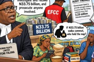 N33.75 Billion Cash Mystery: Falana Tells EFCC To Find Money, Arrest Anybody Wey Divert Am