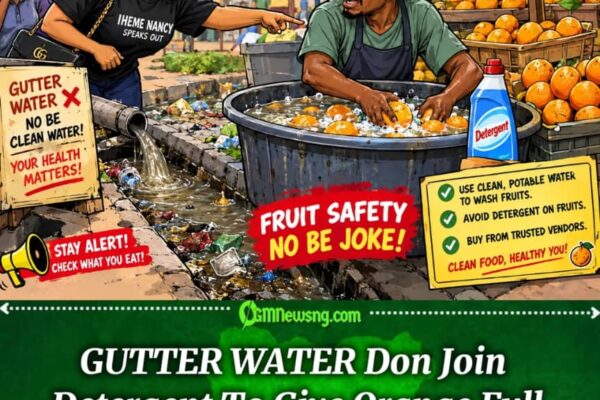 FRUIT SAFETY: Iheme Nancy Raise Alarm As Orange Seller Allegedly Turn Gutter Water To Fruit-Washing Station