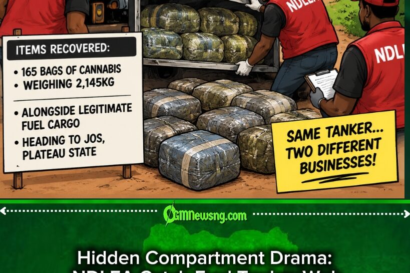 NDLEA Hidden Compartment: Tanker Wey Carry Fuel Plus 2,145kg Cannabis Make Authorities Ask Serious Questions