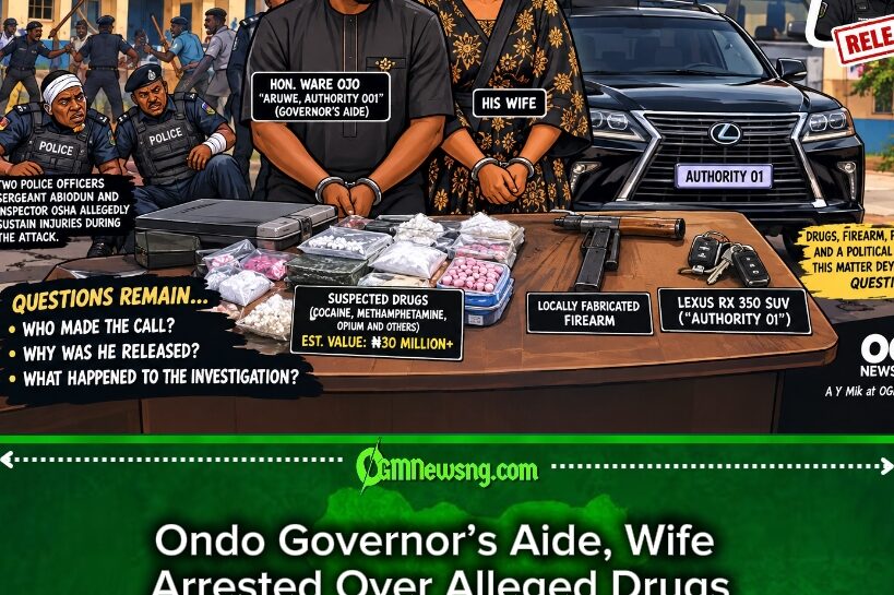 Ondo Arrest Saga:ONDO GOVERNOR AIDE, WIFE ENTER TROUBLE AS ALLEGED DRUGS AND GUN MATTER HOT UP