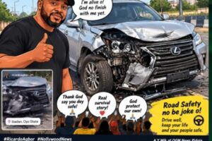 Ricardo Agbor Crash: Nollywood Actor Escape Big Road Wahala As Lexus Scatter For Ibadan