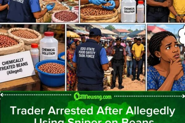 Sniper Usage On Beans In Ekiosa Market Wahala: Trader Allegedly Turn Beans to “Chemical Project”, Police Carry Am Go