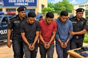 Suspected Thugs :Osun Police Hold Three Suspected Thugs Over Armed Robbery — Wahala Don Enter Another Level!
