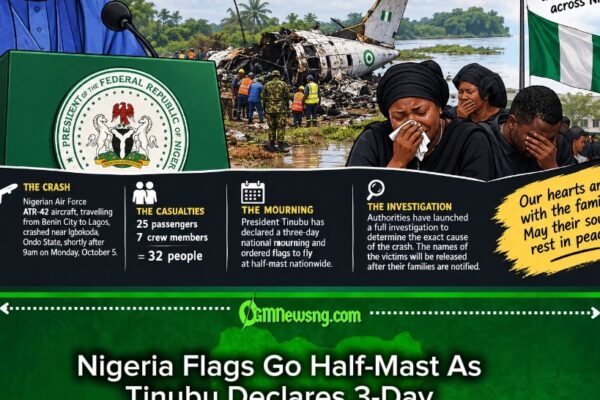 Tinubu Declares 3-Day Mourning As Ondo Military Crash Claims 32 Lives
