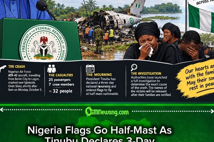 Tinubu Declares 3-Day Mourning As Ondo Military Crash Claims 32 Lives