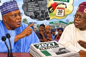 ATIKU TELL TINUBU SAY 30 DAYS NO FIT WIPE AWAY OVER THREE YEARS OF HARDSHIP