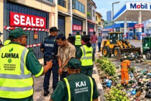 LAWMA SEALS 25 BUILDINGS, MOBIL FILLING STATION AS REFUSE TURNS ROAD MEDIANS INTO DUMPING GROUND