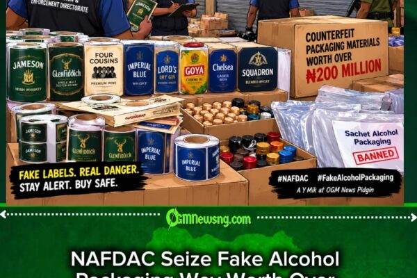 ₦200 MILLION FAKE ALCOHOL PACKAGING! NAFDAC SEAL FIVE SHOPS FOR ABA AS COUNTERFEIT LABELS CAUSE WAHALA