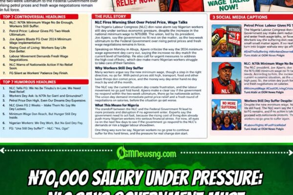 The Nigeria Labour Congress (NLC ) Ultimatum: ₦70,000 Minimum Wage No Fit Stop Workers’ Economic Suffering