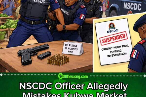 NSCDC SUSPENSION: OFFICER WEY CARRY PISTOL GO SETTLE MARKET MATTER DON ENTER DISCIPLINARY TROUBLE AFTER KUBWA SHOOTING