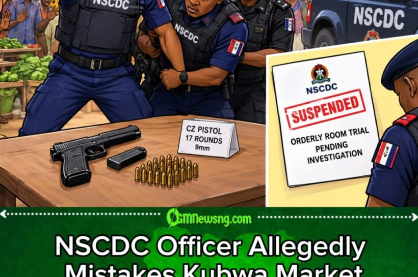 NSCDC SUSPENSION: OFFICER WEY CARRY PISTOL GO SETTLE MARKET MATTER DON ENTER DISCIPLINARY TROUBLE AFTER KUBWA SHOOTING