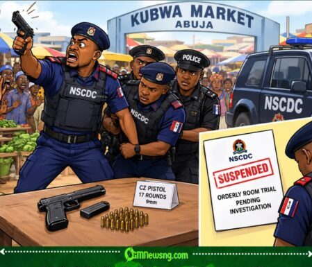 NSCDC SUSPENSION: OFFICER WEY CARRY PISTOL GO SETTLE MARKET MATTER DON ENTER DISCIPLINARY TROUBLE AFTER KUBWA SHOOTING