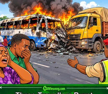 OKOLOWO CRASH: Truck Try U-Turn, Bus Collide Am, Three People Burn To Death For Ilorin