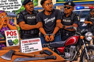 POS Robbery: Police Arrest ‘Timaya’ as Axe, Cutlass and Motorcycle Enter Evidence List for Awka
