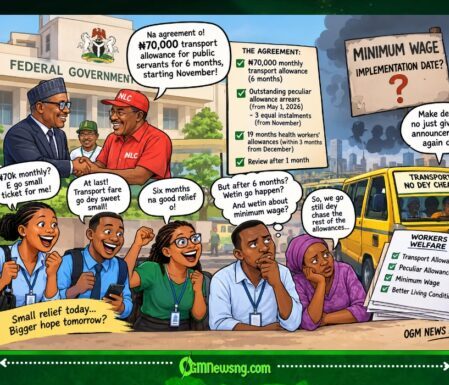 ₦70,000 TRANSPORT ALLOWANCE: FG DON PROMISE WORKERS RELIEF, BUT MINIMUM WAGE STILL DEY PLAY HIDE-AND-SEEK!